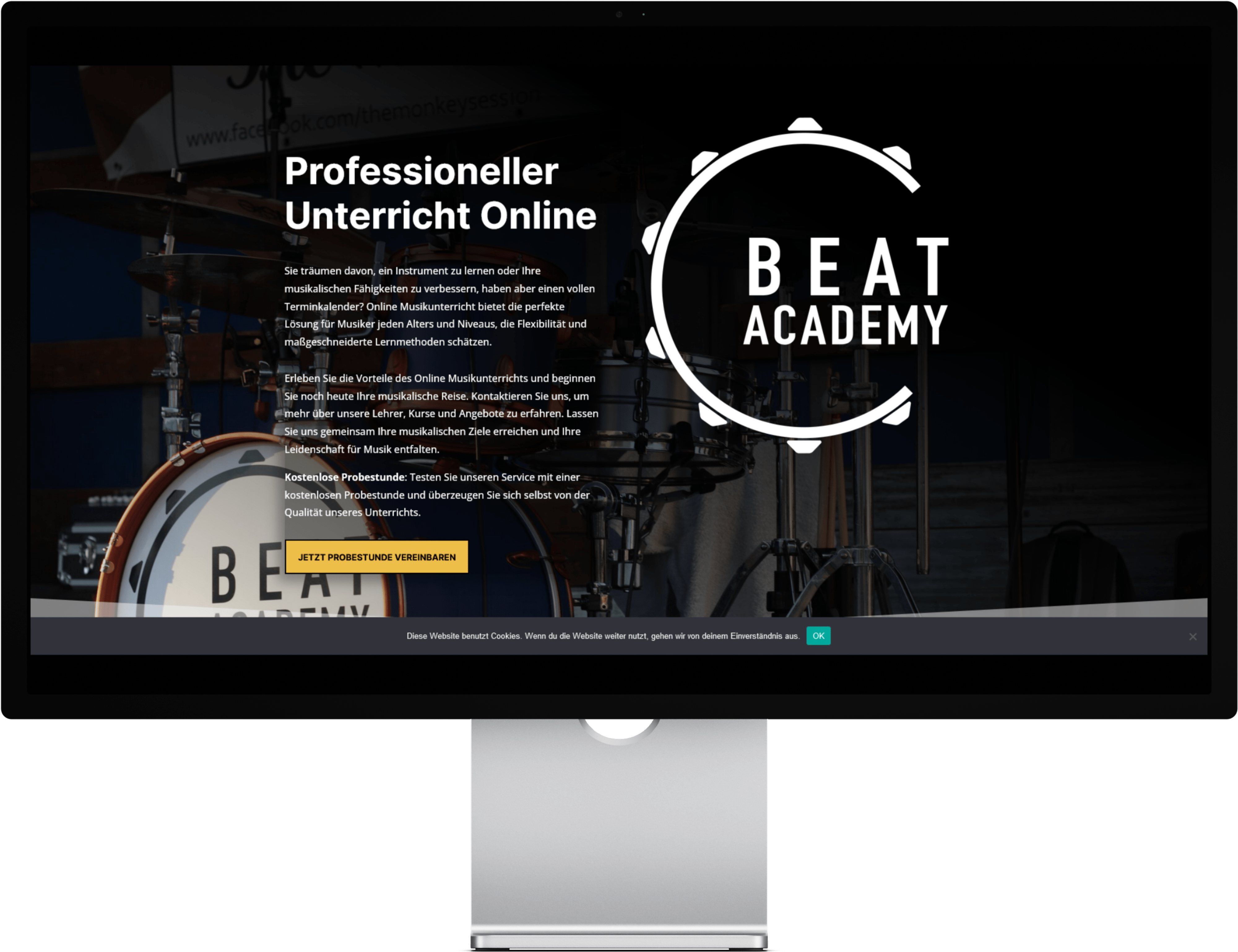 Mockup Webseite Beat Academy